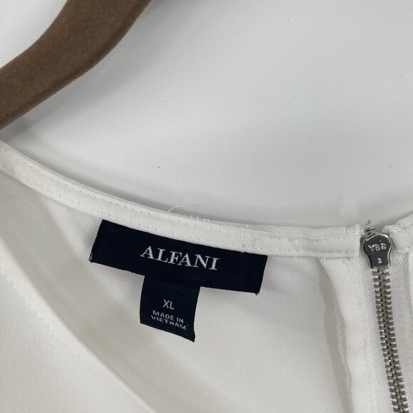 Alfani Women's Size XL White Chiffon Zip-Back Ruffled Sleeve Blouse - Picture 3 of 10
